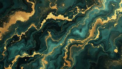 The primary subject of the image is a blue and gold marbled wallpaper with a gold and blue color scheme. The setting is a wall, and the visual style is a patterned design. The colors and mood of the image are vibrant and lively, creating a visually appealing and unique pattern.