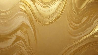 The primary subject of the image is a gold-colored wallpaper with a swirling pattern. The setting is a room with a wall adorned with this unique wallpaper. The visual style is a close-up of the wallpaper, showcasing its intricate design. The colors and mood of the image are warm and inviting, with the gold color evoking a sense of luxury and sophistication.