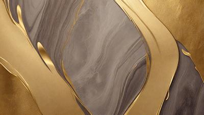 The primary subject of the image is a gold-colored, textured wall with a marbled pattern. The setting is a room with a gold-colored wall, and the visual style is a close-up of the wall. The colors and mood of the image are warm and luxurious, with the gold color and marbled pattern creating a sense of sophistication and elegance.