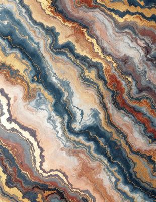 The primary subject of the image is a close-up of a marbled stone wall. The setting is a natural environment, with the stone wall being the main focus. The visual style is a photo, capturing the intricate patterns and textures of the marbled stone. The colors and mood of the image are predominantly earthy tones, creating a sense of natural beauty and serenity.