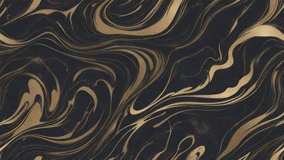 The primary subject of the image is a black and gold swirling pattern, which appears to be a painting or a digital artwork. The setting is a dark background, which contrasts with the swirling pattern. The visual style is a mix of artistic and digital elements, creating a unique and intriguing appearance. The colors and mood of the image are predominantly dark and moody, with the gold and black colors adding a sense of depth and complexity to the overall composition.