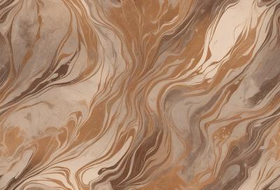 The primary subject of the image is a marble-like surface with a brown and white color scheme. The setting is a stone-like surface, possibly a marble countertop or a stone wall. The visual style is a close-up of the marble-like surface, showcasing its intricate patterns and textures. The colors and mood of the image are warm and earthy, with the brown and white tones creating a natural and timeless atmosphere.