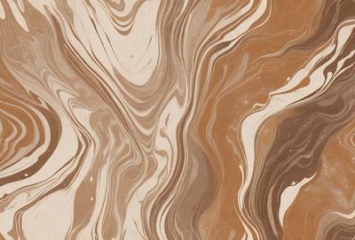 The primary subject of the image is a marbled pattern, which is the main object, scene, or focus of the image. The setting or background features a brown and white marbled surface, which adds to the visual style of the image. The colors and mood of the image are predominantly brown and white, creating a sense of elegance and sophistication.