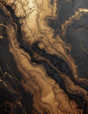 The primary subject of the image is a marble-like surface with a gold-like color. The setting is a black background, which contrasts with the gold-like surface. The visual style appears to be a combination of a photo and a drawing, creating a unique and artistic representation of the marble-like surface. The colors and mood of the image are warm and inviting, with the gold-like surface adding a touch of luxury and sophistication.