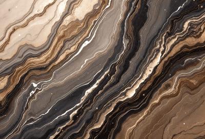 The primary subject of the image is a close-up of a marble stone with a pattern of swirls and stripes. The setting is a natural environment, possibly a rock formation or a stone wall. The visual style is a close-up of the marble stone, showcasing its intricate patterns. The colors and mood of the image are predominantly dark, with the marble stone being the main focus.