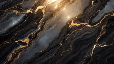The primary subject of the image is a marble countertop with a gold-like pattern. The setting is a kitchen, and the visual style is a close-up of the marble countertop. The colors and mood of the image are warm and elegant, with the gold-like pattern adding a touch of luxury to the marble countertop.