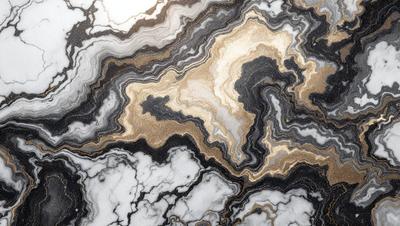 The primary subject of the image is a marble-like pattern, which is the main object, scene, or focus of the image. The setting or background features a marble-like surface, which adds to the visual style of the image. The colors and mood of the image are predominantly black and white, giving it a classic and elegant appearance.