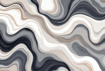 The primary subject of the image is a patterned tile with a mix of black, white, and gray colors. The setting is a wall, and the visual style appears to be a combination of a photo and digital art. The dominant colors and overall atmosphere suggest a modern and sophisticated design.