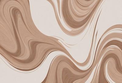 The primary subject of the image is a patterned wallpaper with a brown and white color scheme. The setting is a room with a wall adorned with the patterned wallpaper. The visual style is a combination of a photo and a digital art, creating a unique and intricate design. The colors and mood of the image are warm and inviting, with the brown and white tones evoking a sense of comfort and coziness.