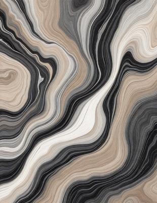 The primary subject of the image is a close-up of a marble-like pattern, which appears to be a textured wallpaper or a stone-like surface. The setting is a room with a patterned wallpaper or a stone-like surface, which adds a unique and interesting visual style to the space. The colors and mood of the image are predominantly black and white, giving it a classic and elegant appearance.