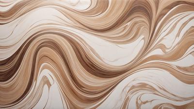 The primary subject of the image is a brown and white patterned wallpaper. The setting is a room with a wall covered in the patterned wallpaper. The visual style is a close-up of the wallpaper, showcasing its intricate design. The colors and mood of the image are warm and inviting, with the brown and white pattern creating a cozy atmosphere.