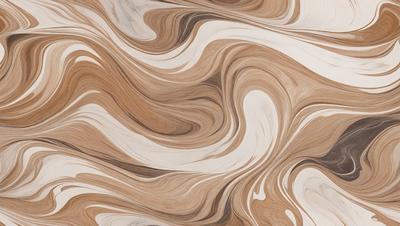 The primary subject of the image is a wooden surface with a unique and intricate design. The setting is a room with a wooden floor, and the visual style appears to be a combination of a photo and a digital art or illustration. The colors and mood of the image are predominantly brown and cream, giving it a warm and natural atmosphere.
