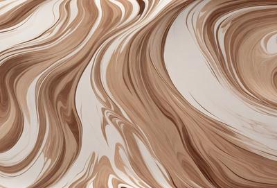 The primary subject of the image is a wooden surface with a patterned design. The setting is a room with a white wall, and the visual style appears to be a combination of a photo and a digital art or illustration. The colors and mood of the image are predominantly brown and earthy tones, creating a warm and natural atmosphere.