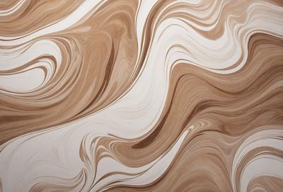 The primary subject of the image is a patterned wallpaper with a brown and white color scheme. The setting is a room with a white background, and the visual style appears to be a combination of a photo and a digital art or illustration. The colors and mood of the image are warm and inviting, with the brown and white pattern creating a sense of depth and texture.