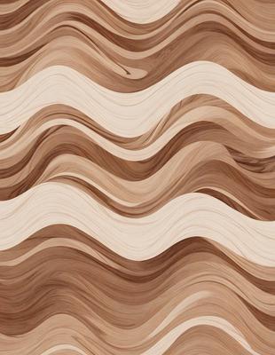 The image features a wooden surface with a pattern of waves. The waves are arranged in a way that creates a visually appealing and textured appearance. The wooden surface is the primary subject of the image, and it is set against a backdrop of the waves. The visual style of the image is a combination of a photo and a pattern, giving it a unique and artistic look. The dominant colors in the image are brown and white, which contribute to the overall atmosphere of the scene.