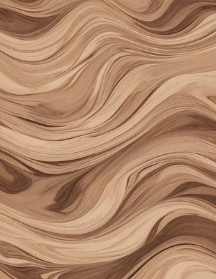 The primary subject of the image is a wooden surface with a wave pattern. The setting is a close-up of the wooden surface, showcasing the intricate design. The visual style is a combination of a photo and a digital art, as the wooden surface appears to be a blend of natural and artificial elements. The colors and mood of the image are predominantly brown and earthy, giving it a warm and natural feel.
