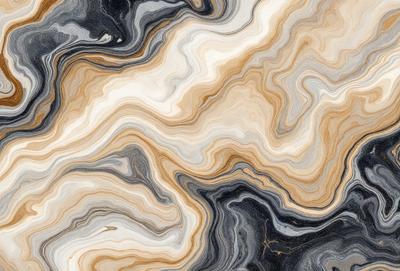 The primary subject of the image is a close-up of a marble tile with a unique, swirling pattern. The setting is a room with a black and white color scheme. The visual style is a close-up of the tile, showcasing its intricate design. The colors and mood of the image are predominantly black and white, giving it a classic and elegant appearance.
