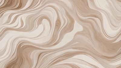 The primary subject of the image is a wooden surface with a pattern of swirls and curves. The setting is a room with a wooden floor, and the visual style appears to be a combination of a photo and a digital art or illustration. The colors and mood of the image are predominantly brown and cream, giving it a warm and natural atmosphere.
