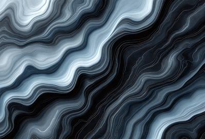 The primary subject of the image is a close-up of a black and white marbled pattern. The setting is a dark background, which contrasts with the marbled pattern. The visual style is a black and white photo, giving the image a classic and timeless appearance. The colors and mood of the image are predominantly dark and moody, with the marbled pattern providing a sense of depth and intricacy.