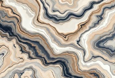 The primary subject of the image is a marble-like pattern, which is the main focus of the image. The setting is a marble-like surface, which serves as the backdrop for the pattern. The visual style of the image is a close-up of the marble-like pattern, showcasing its intricate details. The colors and mood of the image are predominantly earthy tones, giving it a natural and elegant appearance.