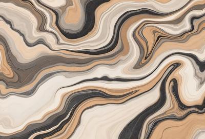 The primary subject of the image is a close-up of a marble-like pattern, which appears to be a wood grain or a marble-like texture. The setting is a wooden surface, possibly a table or a countertop. The visual style is a close-up of the pattern, showcasing its intricate details. The colors and mood of the image are predominantly brown and black, giving it a natural and elegant appearance.