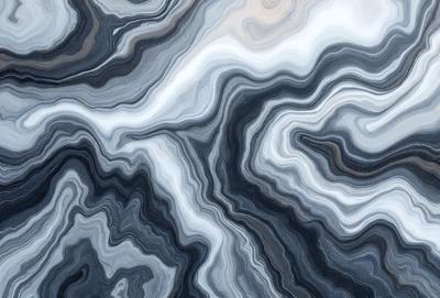 The primary subject of the image is a close-up of a marble-like stone with a patterned texture. The setting is a stone surface, possibly a countertop or a wall. The visual style is a close-up of the stone, showcasing its intricate pattern. The colors and mood of the image are predominantly dark, with the marble-like stone being the main focus.