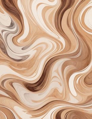 The primary subject of the image is a wooden surface with a unique and intricate design. The setting is a room with a wooden floor, and the visual style appears to be a combination of a photo and digital art. The colors and mood of the image are predominantly brown and white, creating a warm and earthy atmosphere.