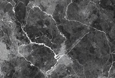 The primary subject of the image is a marble surface with a pattern of veins. The setting is a black and white photo, which gives the image a classic and timeless appearance. The visual style is a close-up of the marble surface, highlighting the intricate vein patterns. The colors and mood of the image are predominantly black and white, creating a sense of elegance and sophistication.