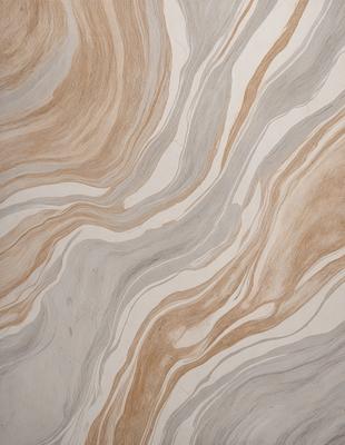 The primary subject of the image is a patterned wallpaper with a brown and white color scheme. The setting is a room with a wooden surface, possibly a table or a wall. The visual style appears to be a combination of a photo and a drawing, creating a unique and artistic appearance. The colors and mood of the image are warm and inviting, with the brown and white tones evoking a sense of comfort and familiarity.