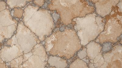 The primary subject of the image is a close-up of a tile floor with a pattern of white and brown. The setting is a room with a tiled floor, and the visual style is a photo. The colors and mood of the image are predominantly brown and white, giving it a warm and earthy atmosphere.