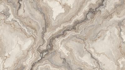 The primary subject of the image is a marble tile with a unique pattern. The setting is a bathroom, and the visual style is a close-up of the tile. The dominant colors are gray and white, creating a clean and elegant atmosphere.