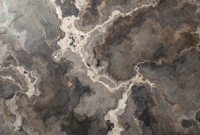 The image features a marble-like surface with a pattern of swirls and lines. The primary subject is the intricate design of the marble, which creates a visually appealing and textured surface. The setting is a room with the marble surface as the main focus. The visual style is a close-up of the marble, showcasing its unique pattern and texture. The colors and mood of the image are predominantly neutral, with the marble surface being the main source of visual interest.