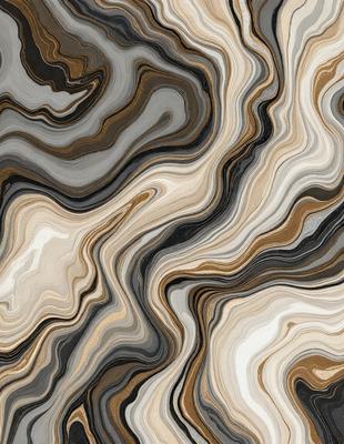 The primary subject of the image is a close-up of a marble tile with a patterned design. The setting is a room with a marble floor, and the visual style is a close-up of the tile. The colors and mood of the image are predominantly brown and white, giving it a natural and elegant appearance.