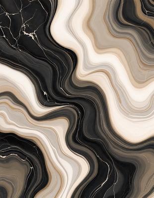 The primary subject of the image is a marble tile with a unique pattern. The setting is a black and white marble tile, which adds a sense of elegance and sophistication to the scene. The visual style is a close-up of the marble tile, showcasing its intricate design and texture. The colors and mood of the image are predominantly black and white, giving it a classic and timeless appearance.