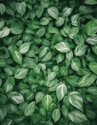 The primary subject of the image is a large, lush green plant with many leaves. The plant is growing in a field, which serves as the setting for the scene. The visual style of the image is a close-up of the plant, showcasing its intricate details. The dominant colors in the image are green, which creates a sense of freshness and vitality. The overall atmosphere of the image is one of natural beauty and serenity.