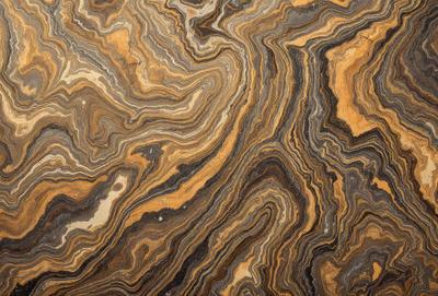 The primary subject of the image is a close-up of a marble tile with a unique and intricate pattern. The setting is a marble tile, and the visual style is a close-up of the tile. The colors and mood of the image are predominantly earthy tones, giving it a natural and elegant appearance.