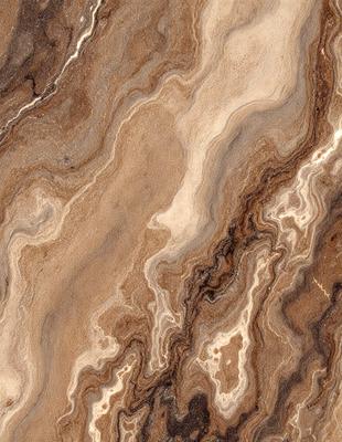 The image features a marble-like surface with a brown and white color scheme. The primary subject is a close-up of the marble, showcasing its intricate patterns and textures. The setting is a natural environment, possibly a rock formation or a stone wall. The visual style is a realistic representation of the marble, capturing its unique features. The colors and mood of the image are warm and earthy, evoking a sense of natural beauty and craftsmanship.