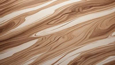 The primary subject of the image is a wooden surface with a unique and intricate pattern. The setting is a room with a wooden floor, and the visual style appears to be a combination of a photo and a drawing. The colors and mood of the image are predominantly brown and earthy, creating a warm and natural atmosphere.
