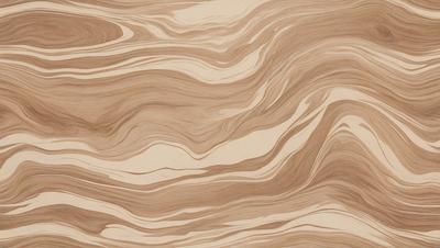 The primary subject of the image is a wooden wall with a unique and intricate pattern. The setting is a room with a wooden floor, and the visual style appears to be a combination of a photo and a digital art or illustration. The dominant colors are brown and beige, creating a warm and natural atmosphere.