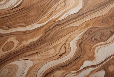 The primary subject of the image is a wooden surface with a unique and intricate pattern. The setting is a close-up view of the wooden surface, showcasing the details of the pattern. The visual style is a close-up of the wooden surface, which gives a sense of depth and texture. The colors and mood of the image are predominantly brown and earthy tones, creating a warm and natural atmosphere.