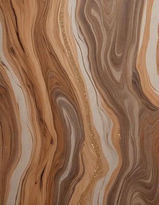 The primary subject of the image is a wooden surface with a gold-colored stripe. The setting is a wooden wall, and the visual style appears to be a combination of a photo and a digital art or illustration. The dominant colors are gold and brown, creating a warm and natural atmosphere.