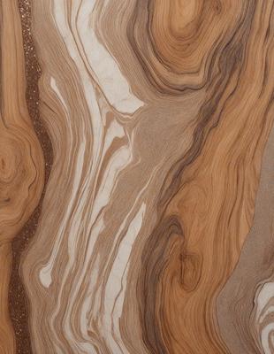 The primary subject of the image is a wooden surface with a unique and intricate pattern. The setting is a close-up of the wooden surface, showcasing the details of the pattern. The visual style is a close-up of the wooden surface, which gives a sense of depth and texture. The colors and mood of the image are predominantly brown and earthy tones, creating a warm and natural atmosphere.