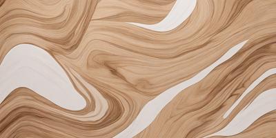 The primary subject of the image is a wooden surface with a unique and intricate pattern. The setting is a white wall, and the visual style appears to be a combination of a photo and a digital art or illustration. The colors and mood of the image are predominantly brown and earthy, creating a warm and natural atmosphere.