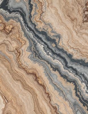 The primary subject of the image is a marble-like stone with a unique pattern. The setting is a close-up of the stone, showcasing its intricate texture and design. The visual style is a realistic representation of the stone, capturing its natural beauty. The colors and mood of the image are predominantly earthy tones, giving it a natural and timeless appearance.