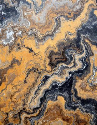 The primary subject of the image is a close-up of a marble stone with a unique and intricate pattern. The setting is a natural environment, with the stone being the main focus of the scene. The visual style is a close-up of the marble, showcasing its texture and details. The colors and mood of the image are predominantly earthy tones, giving it a natural and organic feel.