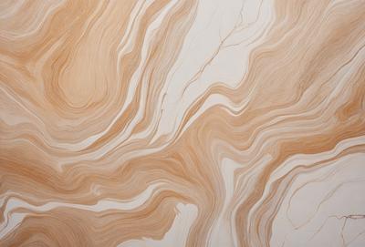 The primary subject of the image is a marble wall with a unique and intricate pattern. The setting is a room with a wooden floor, and the visual style appears to be a combination of a photo and a drawing. The colors and mood of the image are warm and inviting, with the marble wall and wooden floor creating a sense of elegance and sophistication.