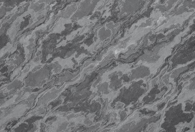 The primary subject of the image is a close-up of a marble surface with a pattern of swirls and grooves. The setting is a stone wall, and the visual style is a close-up of the marble surface. The colors and mood of the image are predominantly grays and browns, giving it a natural and earthy appearance.