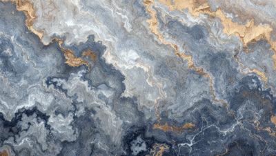 The primary subject of the image is a large, intricate, and colorful marble wall. The setting is a stone wall with a patterned design, giving it a unique and artistic appearance. The visual style of the image is a combination of photo and digital art, creating a striking and detailed representation of the marble wall. The colors and mood of the image are predominantly blue and gray, with a sense of depth and complexity in the design.