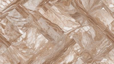 The image features a marble tile floor with a patterned design. The floor is made up of various shades of brown and white, creating a visually appealing and textured surface. The patterned design adds a sense of depth and interest to the overall appearance of the floor.