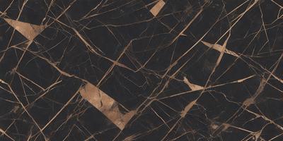 The primary subject of the image is a marble tile floor. The setting is a room with a black and gold marble tile floor. The visual style is a close-up of the floor, showcasing the intricate patterns and textures of the marble tiles. The colors and mood of the image are predominantly black and gold, giving the space a luxurious and elegant appearance.